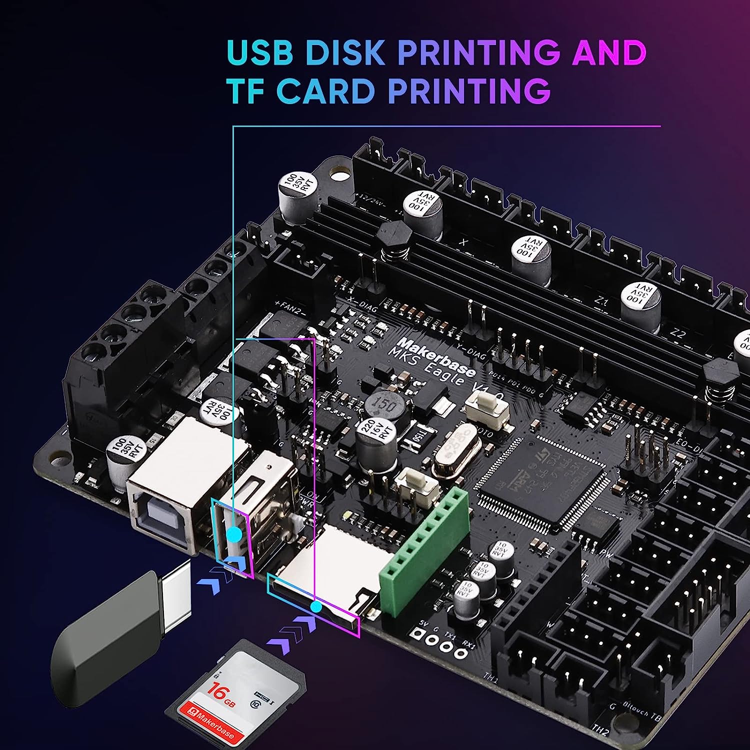 [MKS Eagle V1.0] 3D Printer Control Board With Tmc2209 Driver, Supports 2  Extruder,Support Marlin & Klipper